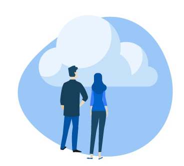 drawing two people in front of a cloud