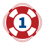 Red Life Preserver with a blue number 1 in the middle
