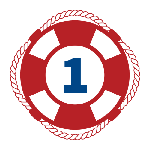 Red Life Preserver with a blue number 1 in the middle