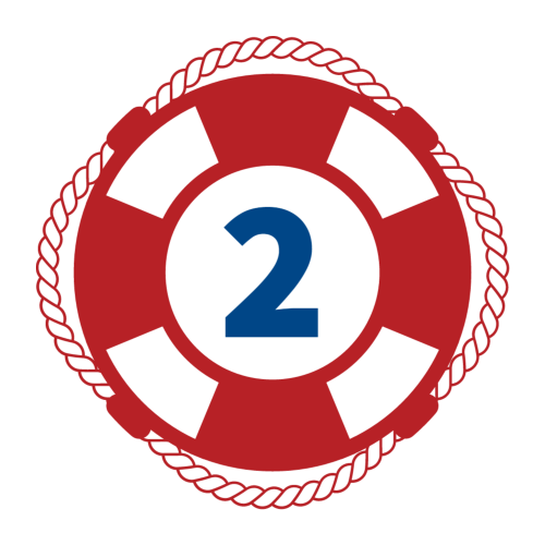 Red Life Preserver with a blue number 2 in the middle