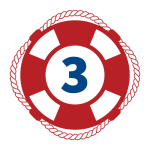 Red Life Preserver with a blue number 3 in the middle
