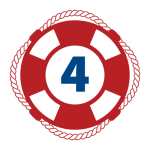 Red Life Preserver with a blue number 4 in the middle