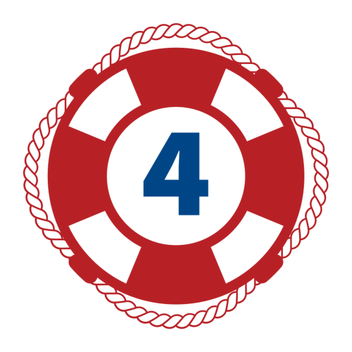 Red Life Preserver with a blue number 4 in the middle