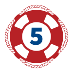 Red Life Preserver with a blue number 5 in the middle