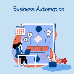 a graphic of a flow chart with the words :Business Automation