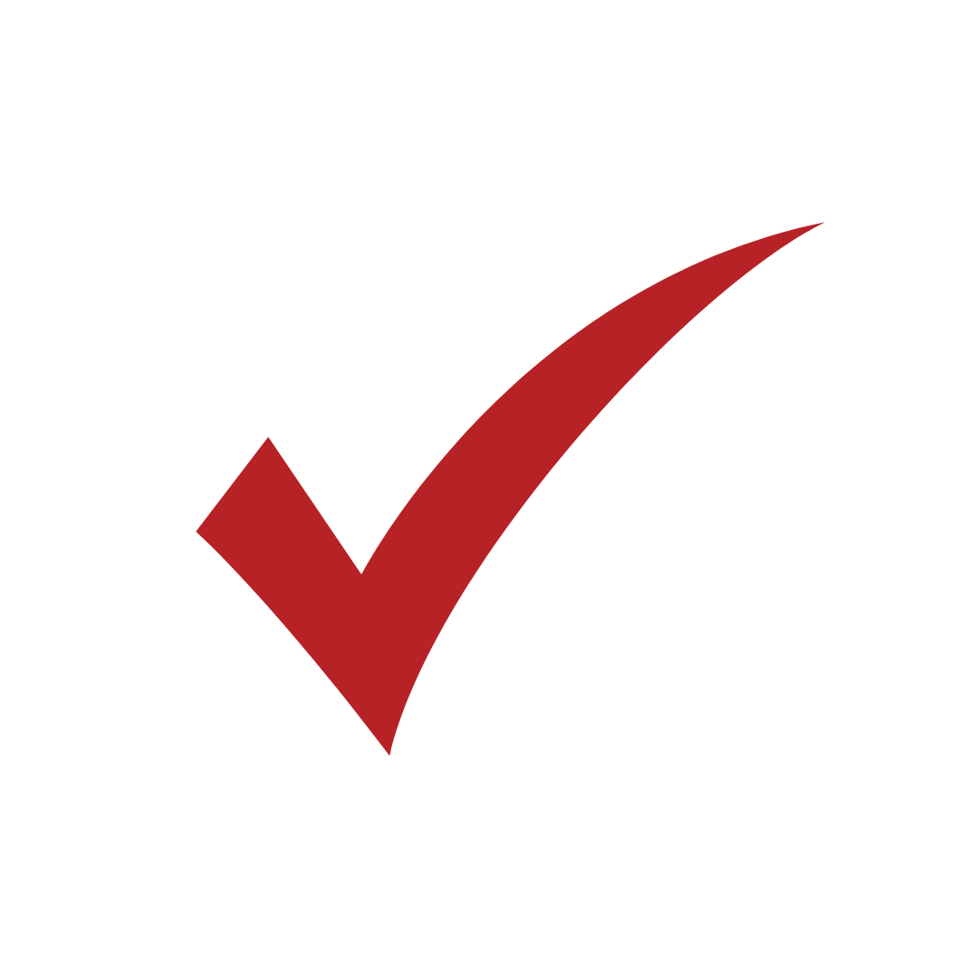 red checkmark on white background