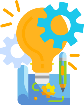 a graphical image showing a plan, ideas and gears showing automation 