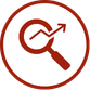 SEO Icon with magnifying glass and an up arrow